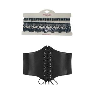 NWT-A’GACI BLACK LACE CHOKERS & BALTEUS BLACK CORSET BELT